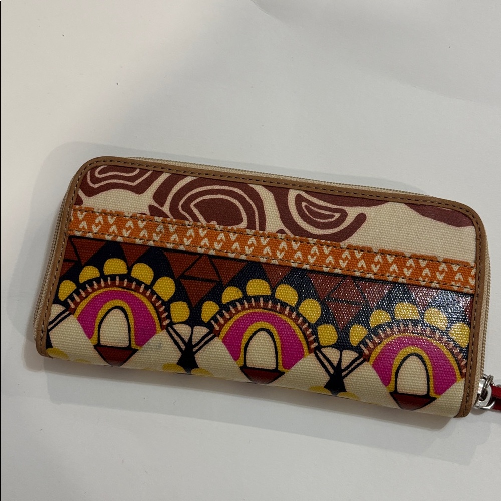 Fossil Key-Per zip-around continental clutch wallet with vibrant tribal-inspired - Picture 4 of 13